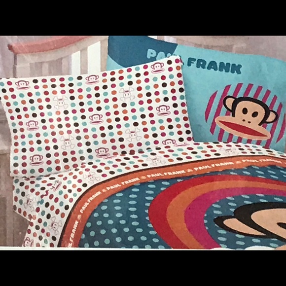 Paul Frank Bedding 3pc Rainbow Monkey Polka Dot Twin Sheet